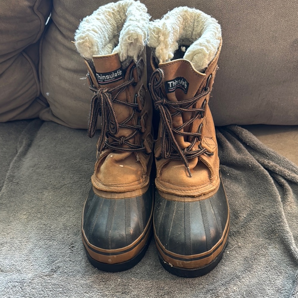 Northwest Territory Tan Leather Boots with Cream Sherpa Lining